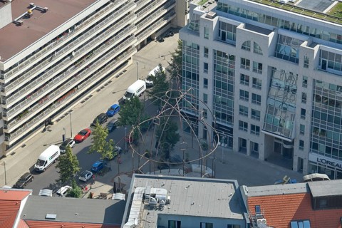 Bethlehem Church Square with steel construction