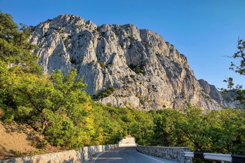 Scenic road among the mountains of the Crimea