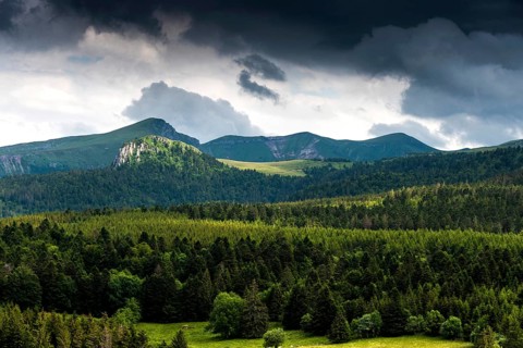 View of the Monts Dore in Auvergne Volcanoes Natural Park