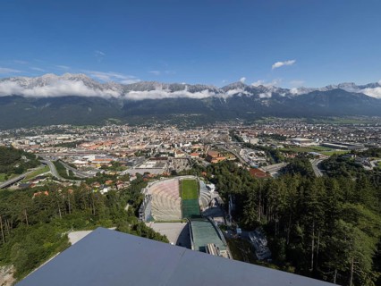 View from the Bergisel ski jump down to the stadium