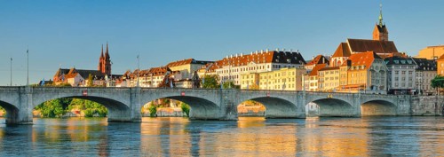 View of the old town of Basel with the Basel Cathedral