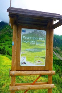 Tourist Information Board Fishing Lake Mountain Lake Lago Vaia