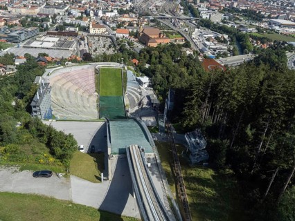 View from the Bergisel ski jump down to the stadium