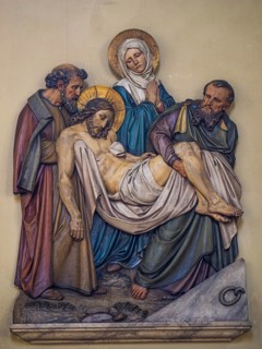 Sculptural representation of the Stations of the Cross
