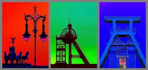 Experimental photography based on the Quadriga on the Brandenburg Gate with Old Berlin Gas Lantern in Berlin