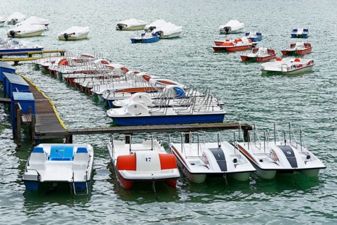 Pedal boats on the jetty