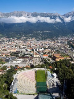 View from the Bergisel ski jump down to the stadium