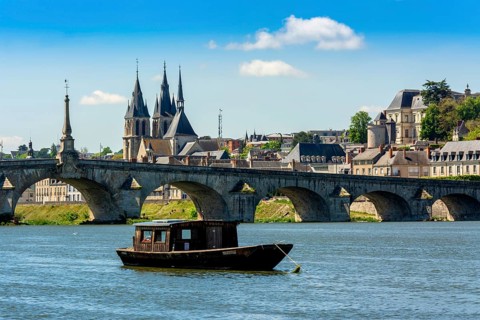 View on bridge Jacques Gabriel and the town of Blois