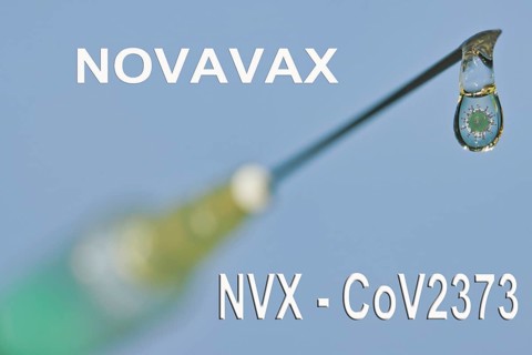 Syringe with Novavax vaccine against Corona
