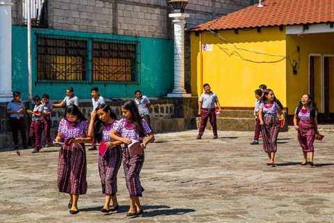 Schoolchildren in school uniform