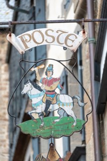 Boom with post rider on a building on Mont Saint Michel