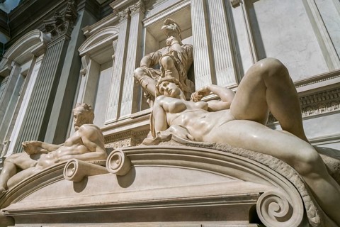 Tomb of Lorenzo di Piero de' Medici with the recumbent figures Evening