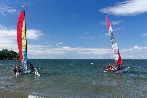 Sailing boats on the Saint Lawrence River