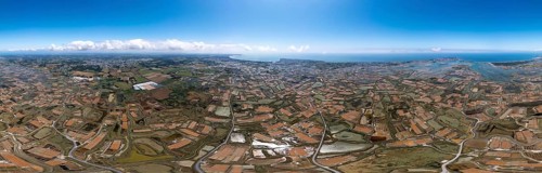 360 degree panoramic aerial view of the salt marshes