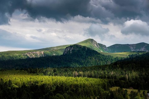 View of the Monts Dore in Auvergne Volcanoes Natural Park