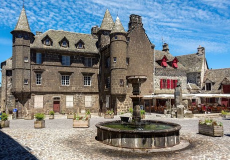 Village of Salers labelled Les Plus Beaux Villages de France. The house of Bailliage on Place Tyssandier d'Escous