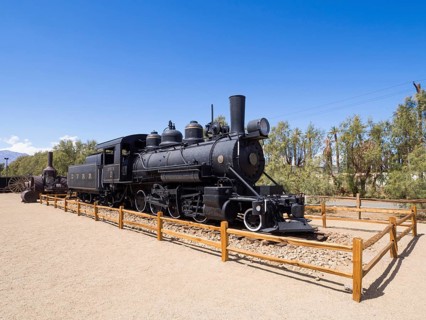 Historic steam locomotive circa 1930 for borax transport