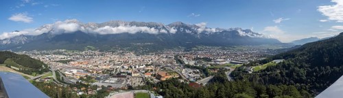 View from the Bergisel ski jump down to the stadium
