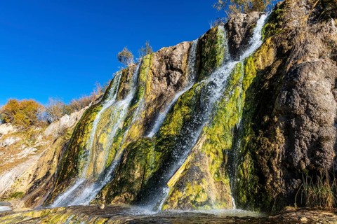 Waterfall at a overflow of the lower lake