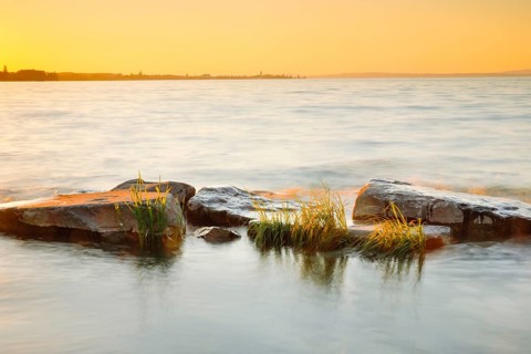 Evening view from Arbon across Lake Constance to Romanshorn