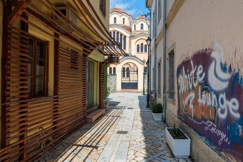 Narrow passage to the Orthodox Cathedral Birth of Christ
