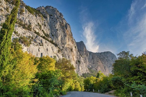 Scenic road among the mountains of the Crimea