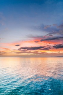 View from Arbon over Lake Constance at colourful sunrise