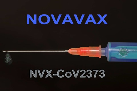 Syringe with Novavax vaccine against Corona