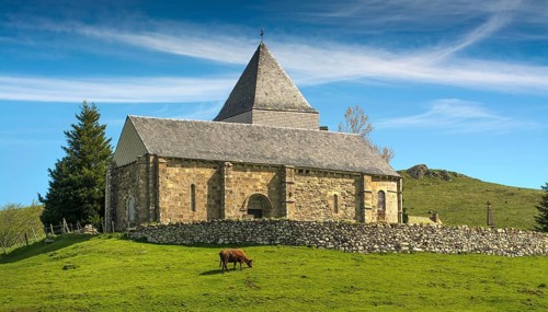 Church of Saint-Alyre-es-Montagne on Cezallier massif