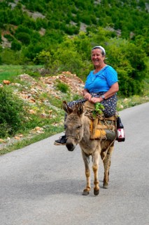 Woman on a donkey