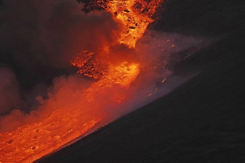Lava ignites fire