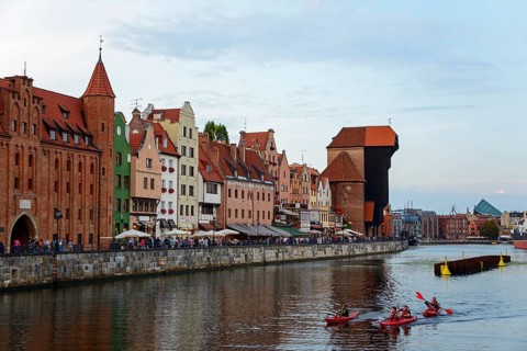 Row of houses and crane gate