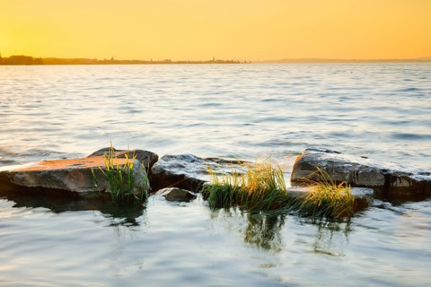 Evening view from Arbon across Lake Constance to Romanshorn