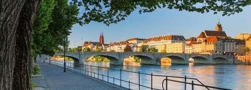 View of the old town of Basel with the Basel Cathedral