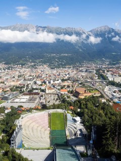 View from the Bergisel ski jump down to the stadium