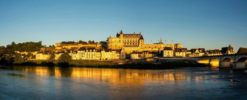 Renaissance castle of Amboise at sunset