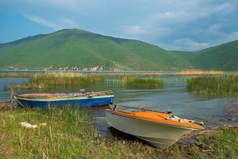 Fishing boats on the lakeshore