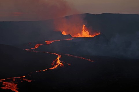 Volcano with lava