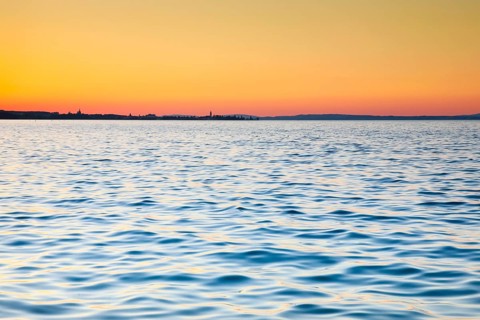 Evening view from Arbon across Lake Constance to Romanshorn
