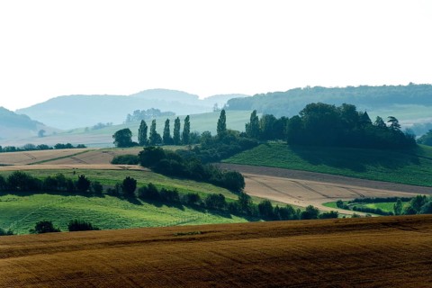 View of the Auvergne Tuscany located in the central part of the Limagne plain