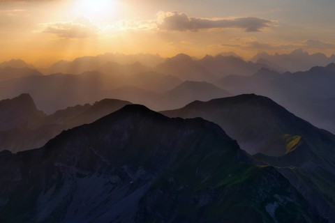 View from Brienzer Rothorn to Central Swiss Alps