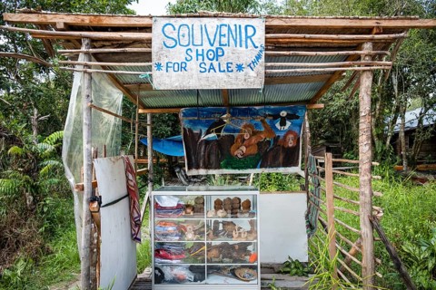 Souvenir shop in a jungle village on the Sekonyer River
