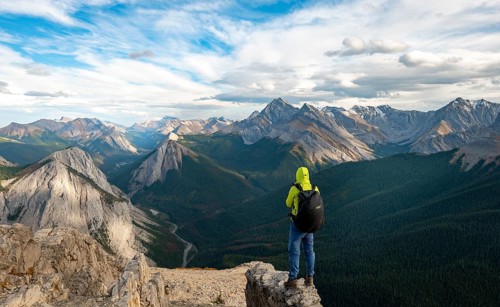 Hiker standing on a rock