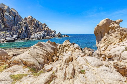 Bizarre rock formations in the Valle della Luna on the rocky coast of Capo Testa near Santa Teresa di Gallura
