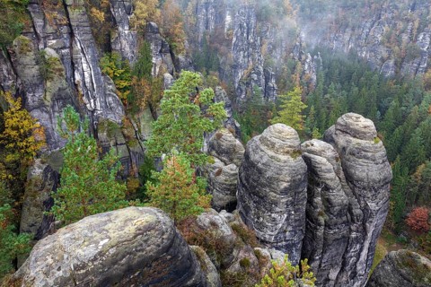 Sandstone rocks in the Bastei area