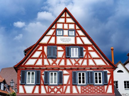 Half-timbered house on the market square of Ladenburg