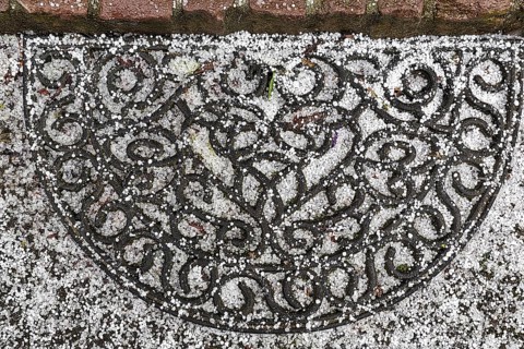 Hailstones on a doormat
