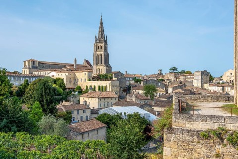 Town view with rock church