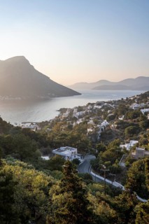 Sea and hills in evening mood