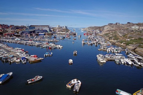 Leisure boats moored in the harbour